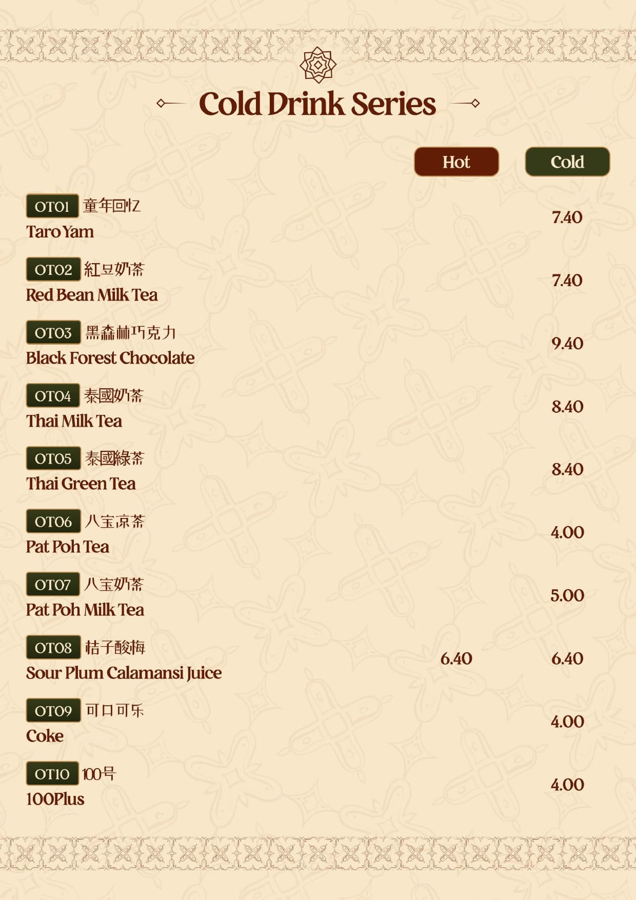 UNCLESAM KOPI Cold Drink Series Menu - Page 33 - Authentic Malaysian Kopitiam Menu featuring cold drink series dishes. Complete menu with prices and descriptions. Located at 10, Jalan Galloway, Bukit Bintang, 50150 Kuala Lumpur, Malaysia.