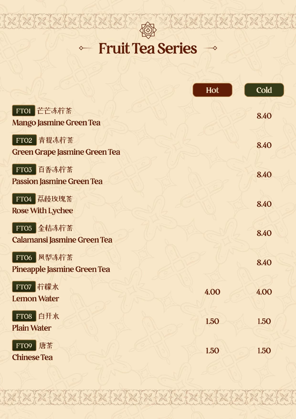 UNCLESAM KOPI Fruit Tea Series Menu - Page 41 - Authentic Malaysian Kopitiam Menu featuring fruit tea series dishes. Complete menu with prices and descriptions. Located at 10, Jalan Galloway, Bukit Bintang, 50150 Kuala Lumpur, Malaysia.