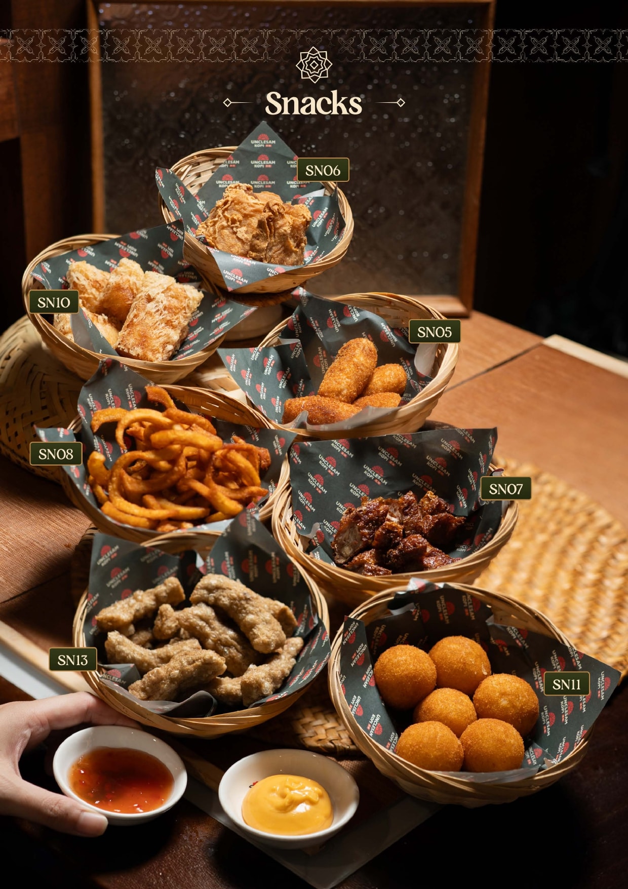 UNCLESAM KOPI Snacks Menu - Page 27 - Authentic Malaysian Kopitiam Menu featuring snacks dishes. Complete menu with prices and descriptions. Located at 10, Jalan Galloway, Bukit Bintang, 50150 Kuala Lumpur, Malaysia.